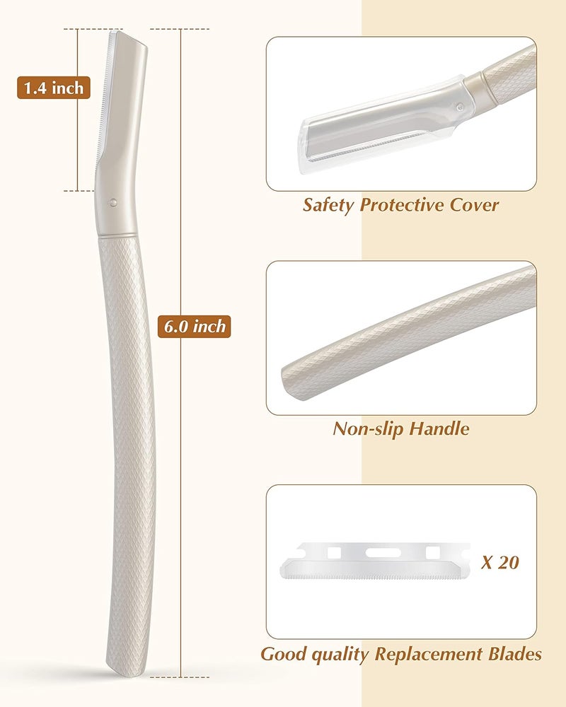 MoHern Dermaplane Razor for Face Professional, Facial Razors for Women&Men Face with 20 Blade Refills, Eyebrow Razor for Women and Men - Image 4